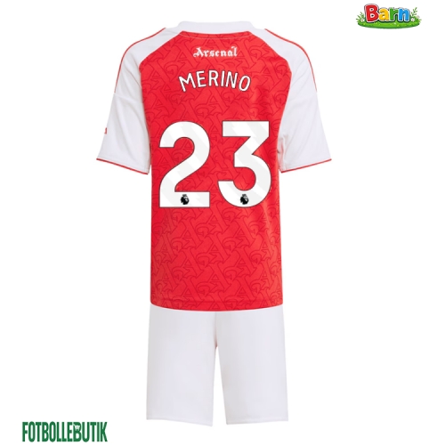 Arsenal Mikel Merino #23 Hemmaställ Barn 2025-26 Kortärmad (+ Korta byxor)